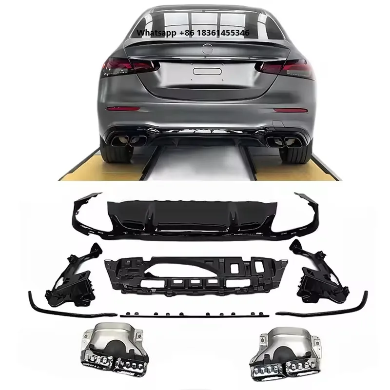 

For E-class W213 E63 Rear Diffuser with Exhaust Tips 2021 M-tech Style Bodykit