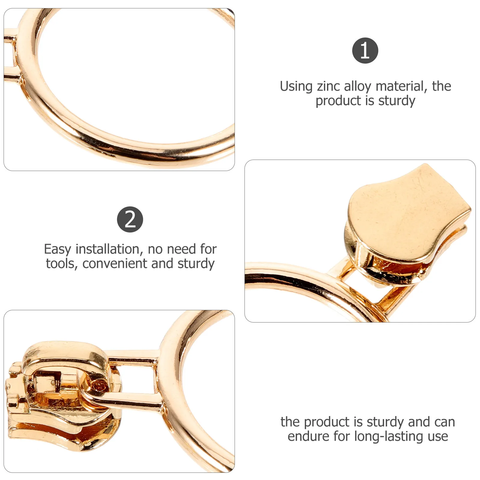 

3pcs Zipper Pulls Replacement Heavy Duty Zinc Alloy Diy Zipper Heads For Luggage Backpacks Jackets Clothes Repair Tools