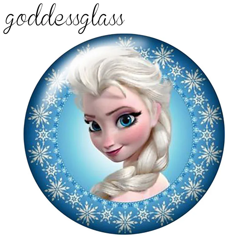 Disney Elsa Anna princess Olaf Cartoon 12mm/18mm/20mm/25mm Round photo glass cabochon flat back Making findings for bracelets