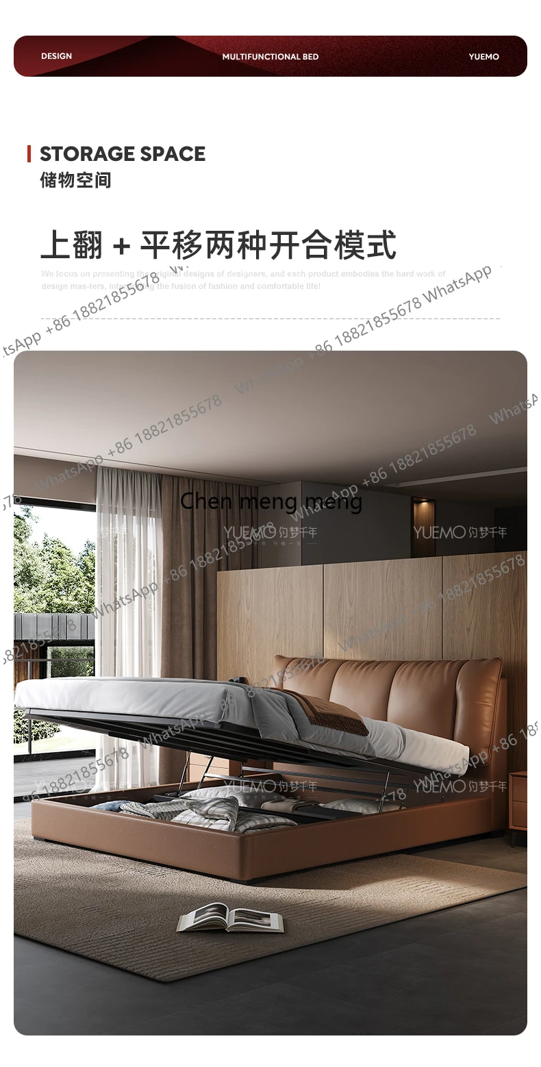 Upholstered Frame Bed Queen Headboard Minimalist Storage Spac Bed Modern Luxury Sleeping Mobilier Maison Home Accessories