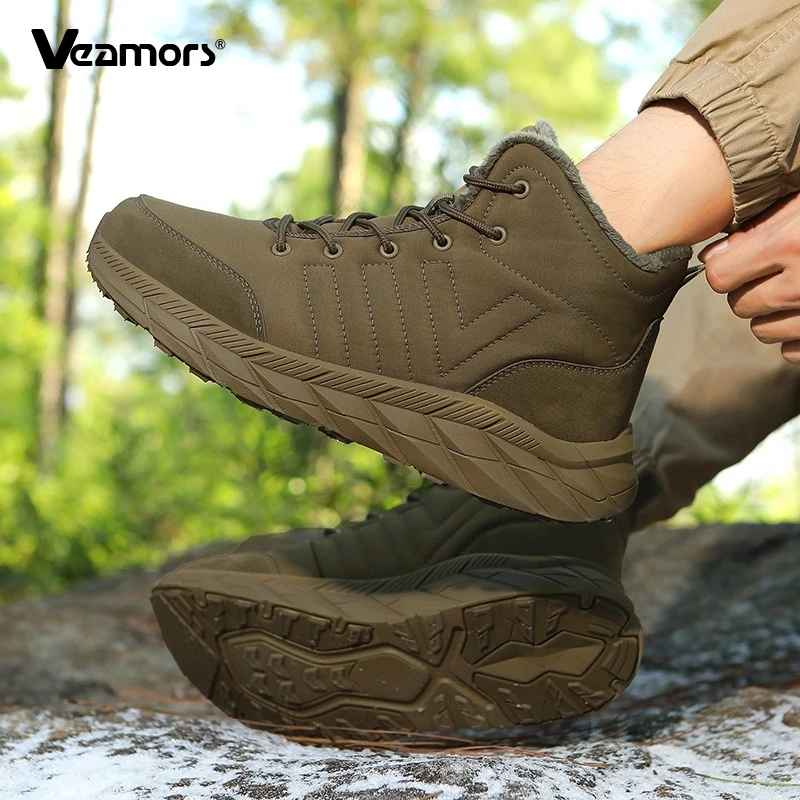 Pluszowe, ciepłe buty trekkingowe dla par, wodoodporne buty bawełniane, męskie i damskie buty sportowe outdoorowe z wysoką cholewką do trekkingu i na kemping.