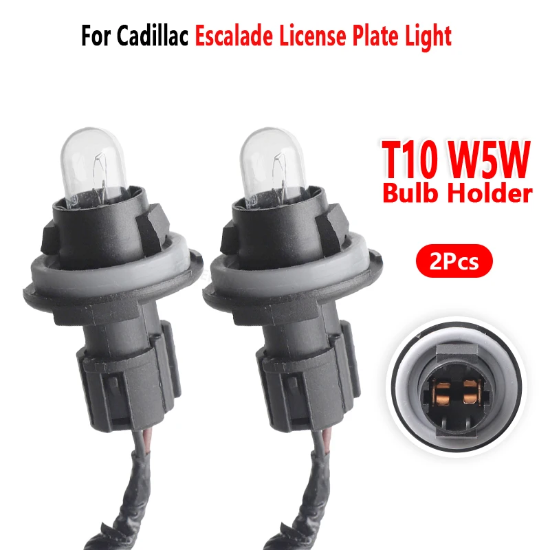 For Cadillac Escalade 2002-2006 License Plate Light T10 W5W Bulb Holder Socket Base Wire Connector 2Pc