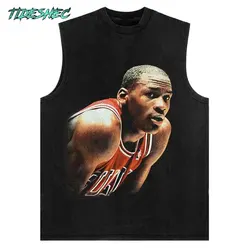 2024 Vintage Portrait Tank Top Hip Hop Retro Basketball Men Graphic Print Vest Harajuku Streetwear Oversized Sleeveless Tee Top