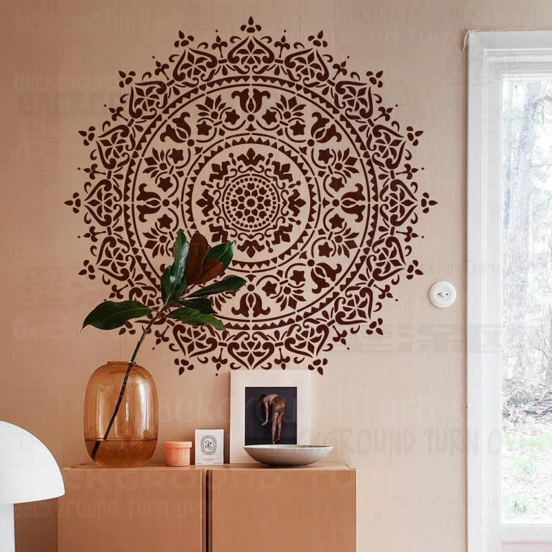 70cm - 110cm Stencil Wall Decor Decorative Template To Paint For Plaster Painting Brick Big Large Mandala Ceiling Round S052