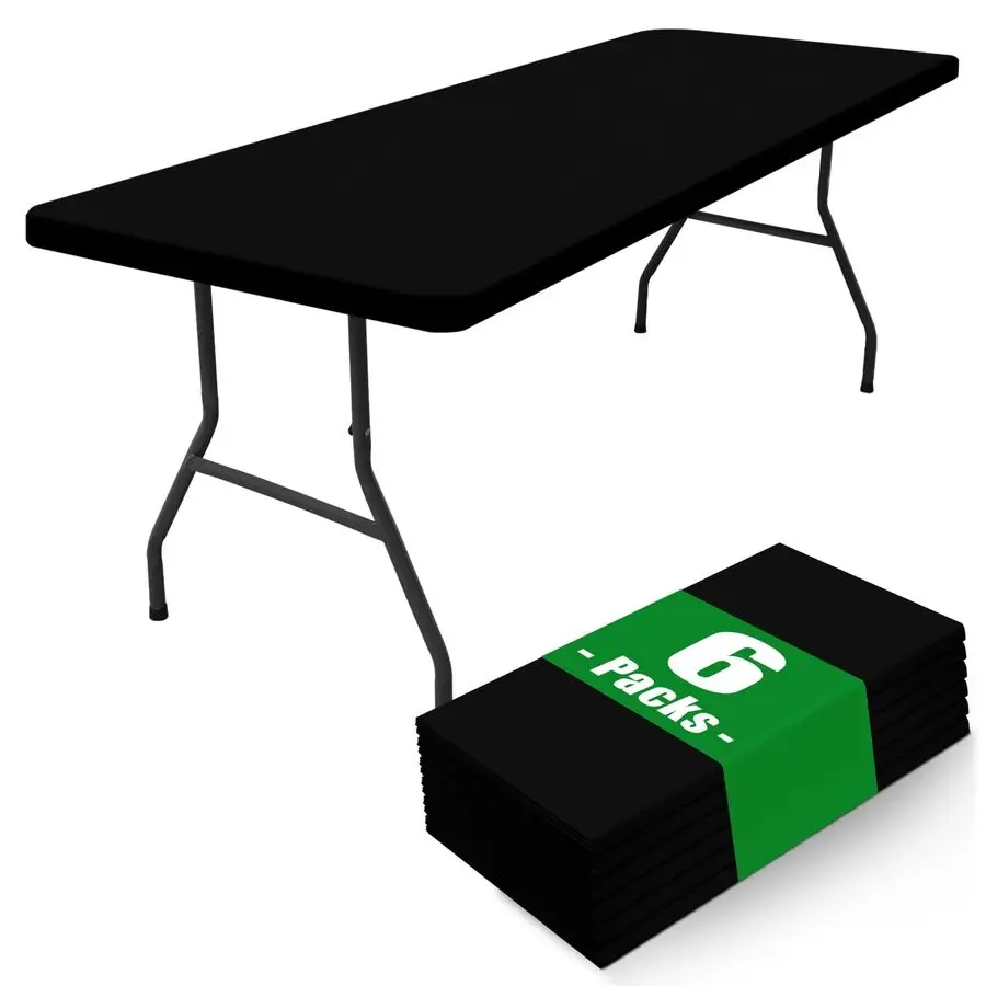 

Набор из 6 прямоугольных скатертей длиной 6 футов, эластичные скатерти для пикника, растягивающиеся моющиеся чехлы для уличных столов, для кемпинга