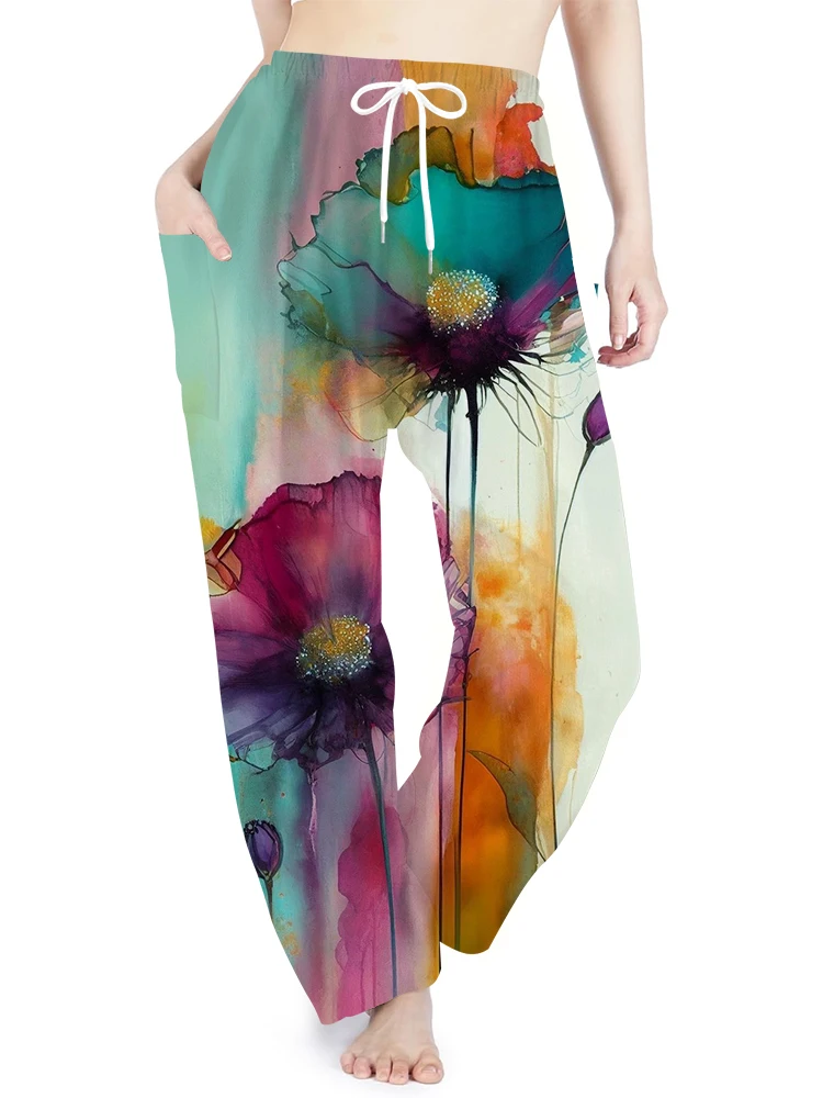 Avant-garde Flowing Bohemian Festival Summer Long Shorts Casual Fashion Loose Tracksuit Pants Cashew Flower Women's Harem Pants