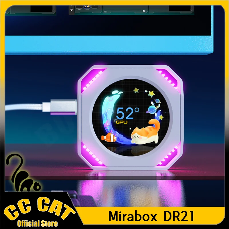 Mirabox DR21 2.1 Inch Type C Secondary Screen CPU Display GPU RAM HDD For Computer Custom Multi-Theme USB Monitor PC Accessories