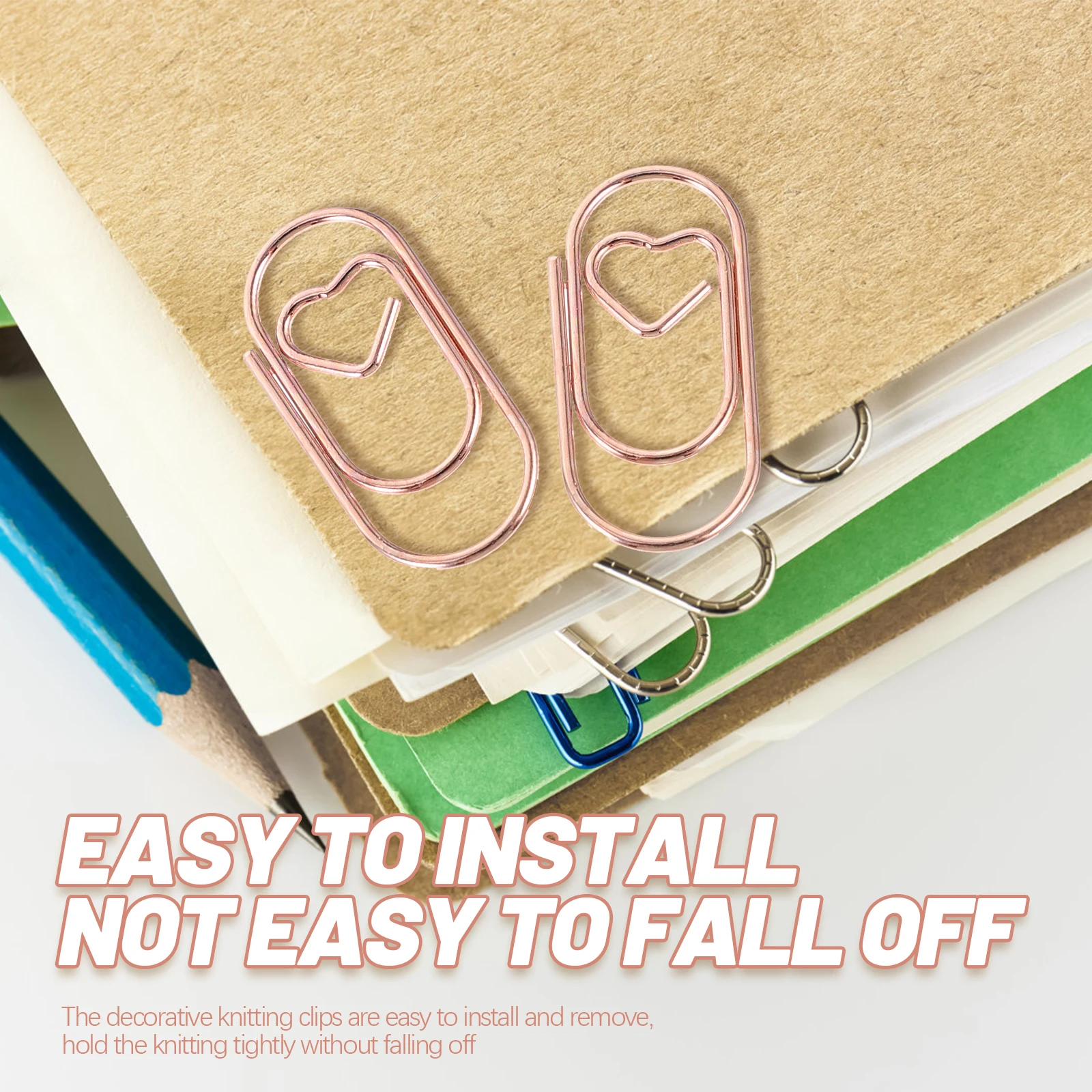 

100pcs Metal Paper Clips Mini Craft Rose Gold Office Supplies Lightweight Storage Decorative Creative Shaped