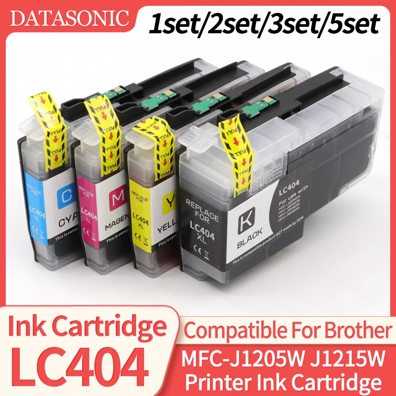 

1 компл. ~ 5 компл. LC404 LC404BK LC 404 чернильный картридж, совместимый для принтера Brother MFC-J1205W MFC-J1215W 1205 J1215w красящий чернильный картридж