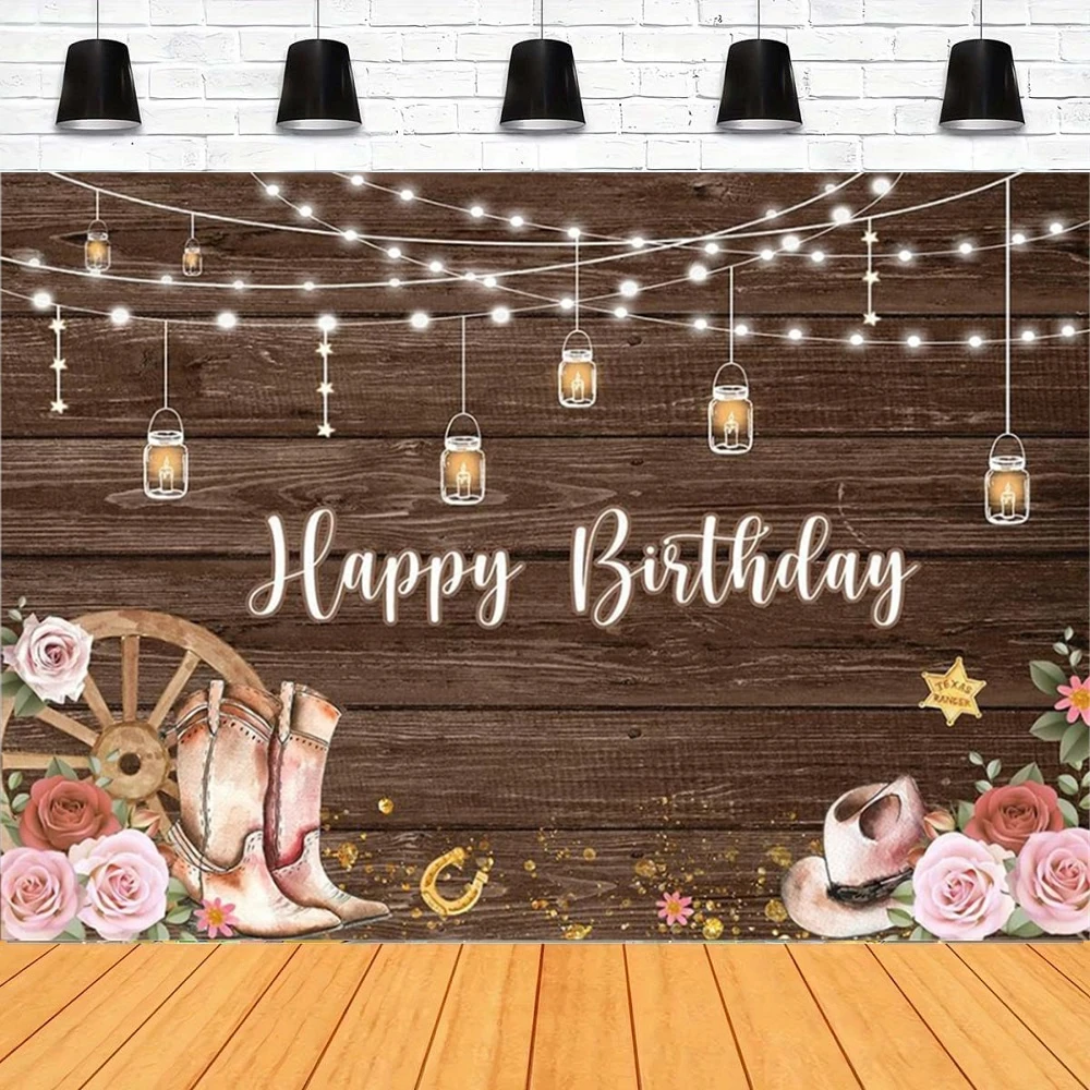 

Фон для фотосъемки в стиле вестерн, пастушка, день рождения, деревенские сапоги-седла, западный фон, розовый цветок, декор для дня рождения, вечеринки