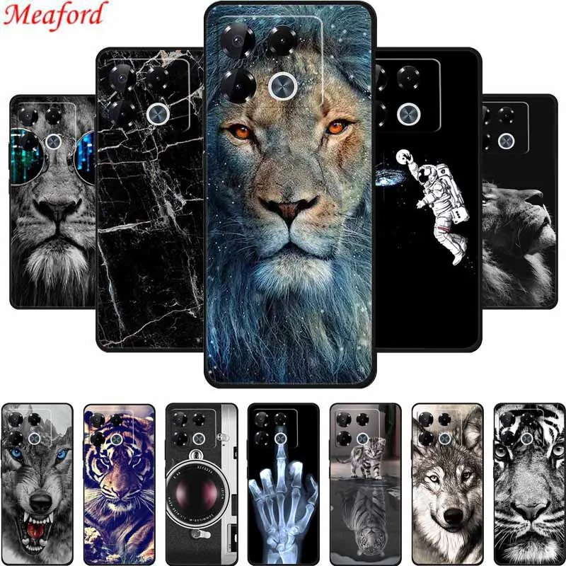 Dla Infinix Note 40 Pro etui na telefon lwa wilk czarne silikonowe miękka tylna obudowa etui do Infinix Note 40 Pro Plus Case 40Pro Plus