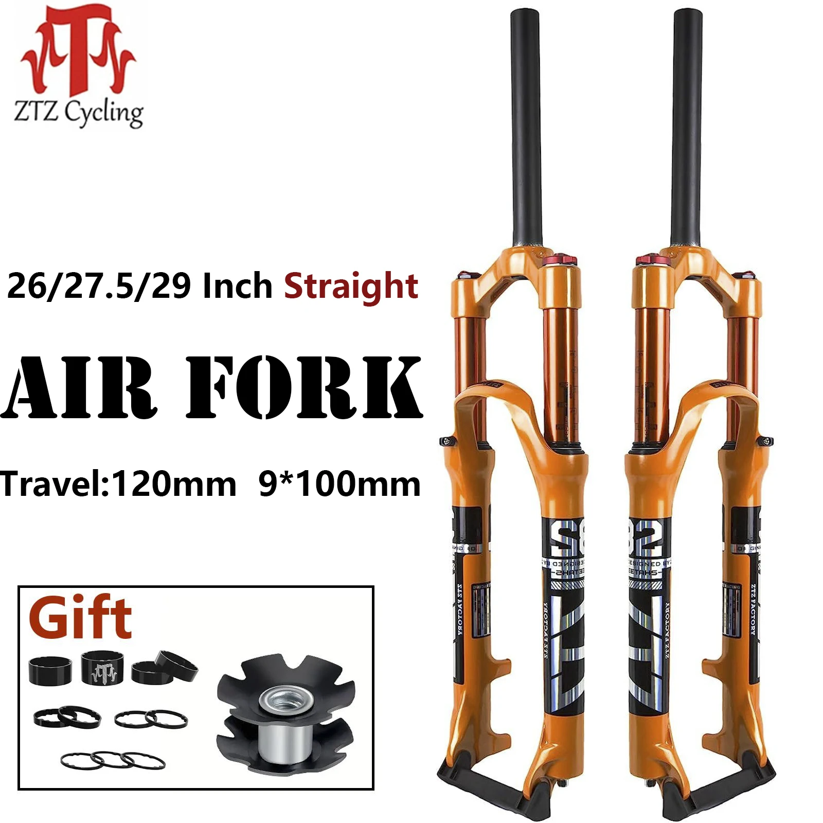 ZTZ Mountain Front Fork Air Pressure Shock Absorber Fork Fork Bicycle Accessories Magnesium Alloy 26/27.5/29 Shoulder Control