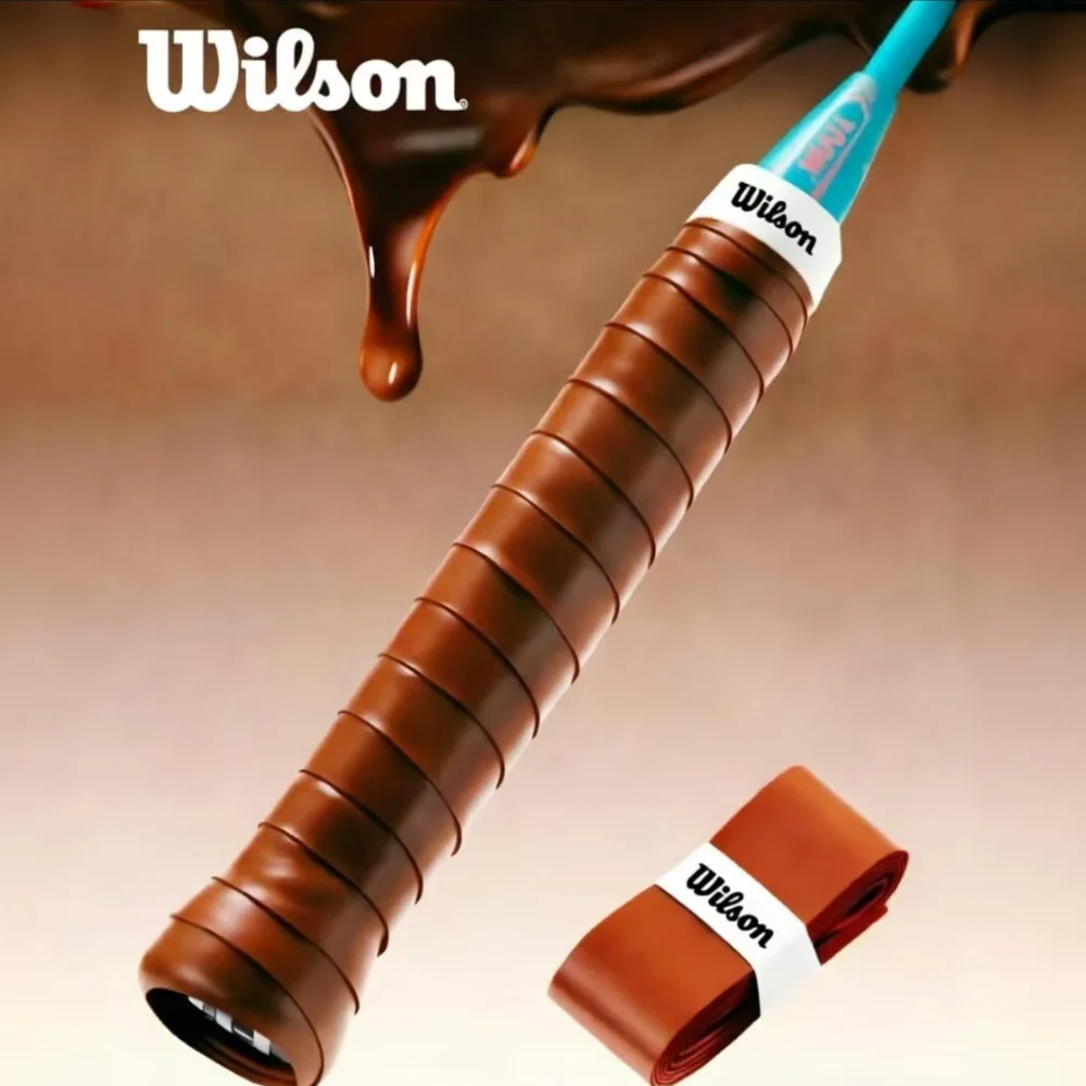 5pcs Wilson Non-Slip PU Tennis Racket Overgrip Sweat Band Absorption Badminton Padel Hand Glue Grip for Racket brown overgrip