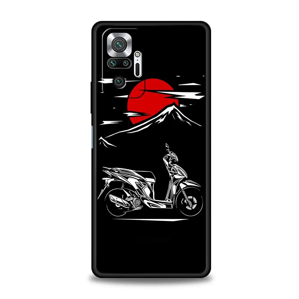 Moto Bike Motorcycle Phone Case For Xiaomi Redmi Note 12 11 10 9 9T 8 7 9s Pro Plus K50 K40 Gaming 10C 9C 9A Cover Black Shell