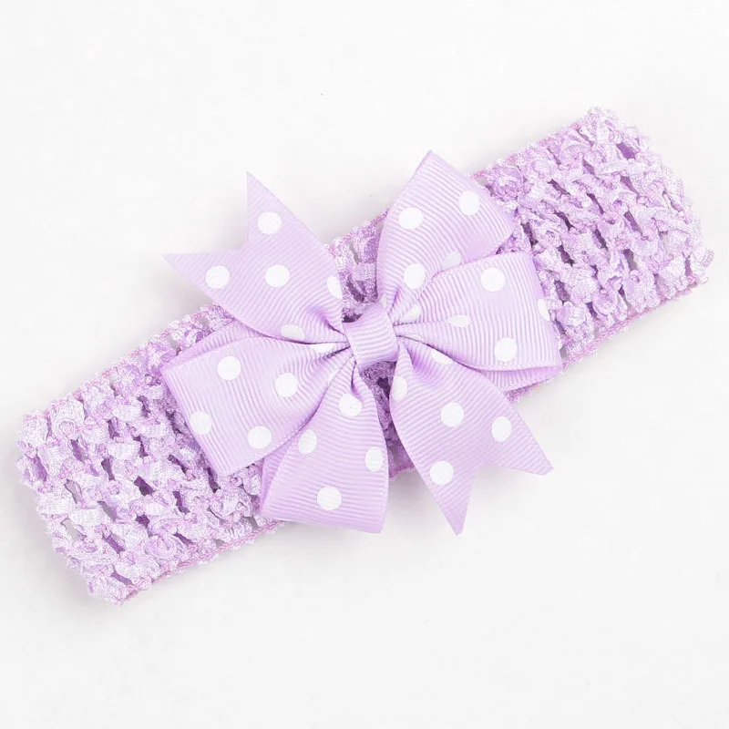 Newborn Photography Props Knitted Nylon Ribbed Swallowtail Satin Ribbon Polka Dot Bow Children's Hair Band Cute Girl Headwear