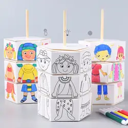 Kit de materiais para pintura a aguarela para crianças, roupas rotativas, cores, crianças DIY adoráveis, aprendizagem precoce, brinquedos artesanais, 2 conjuntos