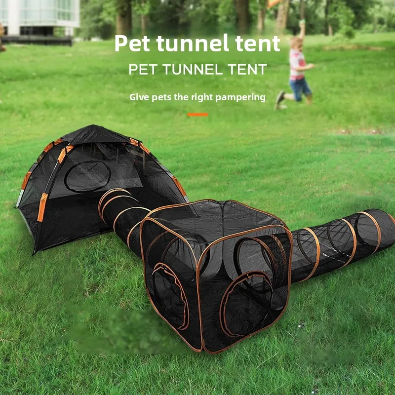 Pet cage cat and dog games random combination toy set, tunnel folding portable pet fence