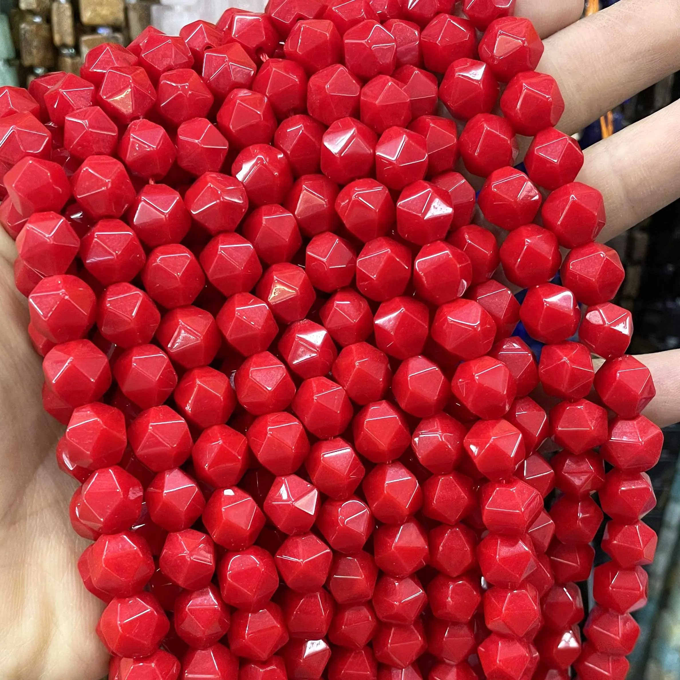 Natural Stone Wheels Rondelle Faceted Red Coral Color Loose Round  Space Beads For Jewelry Making Diy Bracelet Necklace