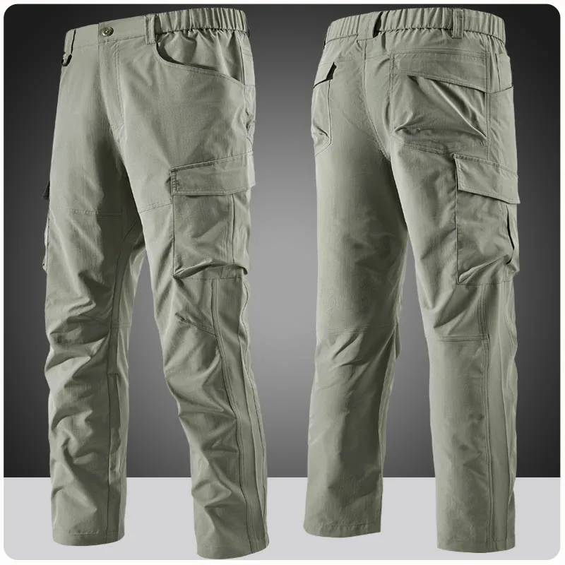 

Spring Summer Men's Casual Cargo Pants Workout Joggers Sports Stretch Sweatpants Hiking Tactical Pant with Multi Pockets Trouser