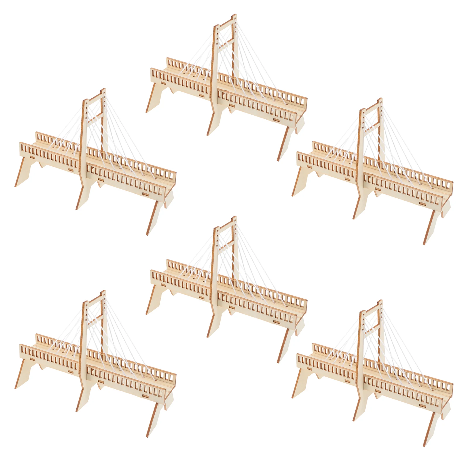 6세트 어린이 과학 장난감: DIY 케이블 스테이드 브리지 STEM 조립 키트 어린이를 위한 나무 건축 조립 핸즈온 학습