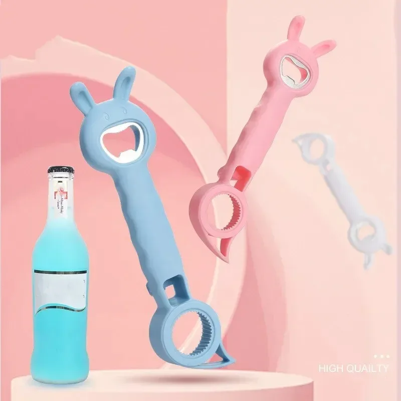 Little Rabbit 4-in-1 Universal Bottle Opener Multi Functional Bottle Driver  Plastic Corkscrew Dining Bar Gadgets Kitchen Tool