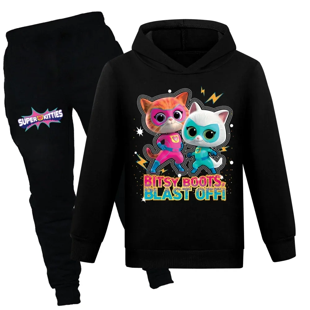 Baby Clothing Sets Children 2-16 Years Birthday suit Boys Tracksuits Kids Super Kitties Sport Suits Hoodies Top +Pants 2pcs Set