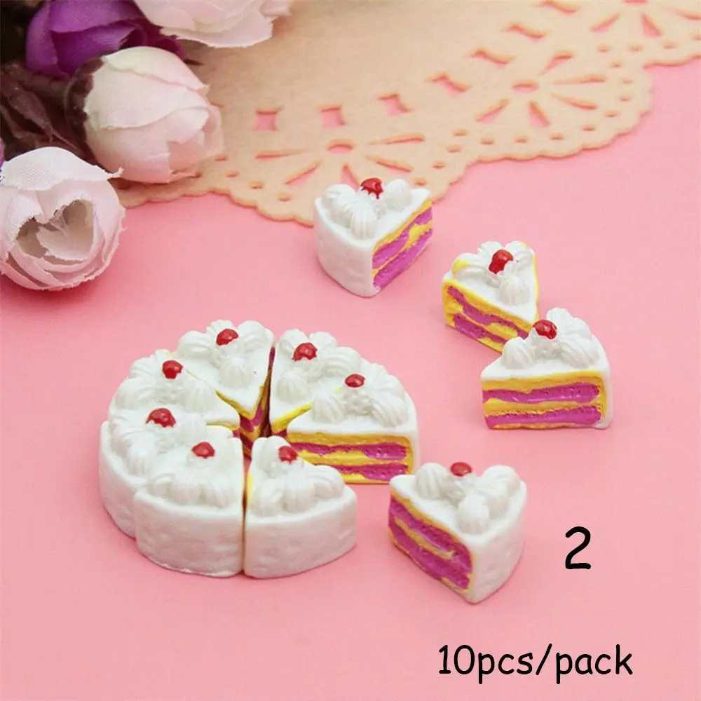 10pcs/lot Flat Back Resin Artificial Miniature Food Ornament DIY Craft  DollHouse Cake