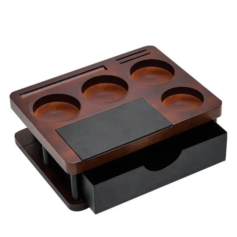 

AB47-Coffee Base Storage Board Multifunctional Solid Wood Powder Pressing Stand Wooden Espresso Machine Accessories A