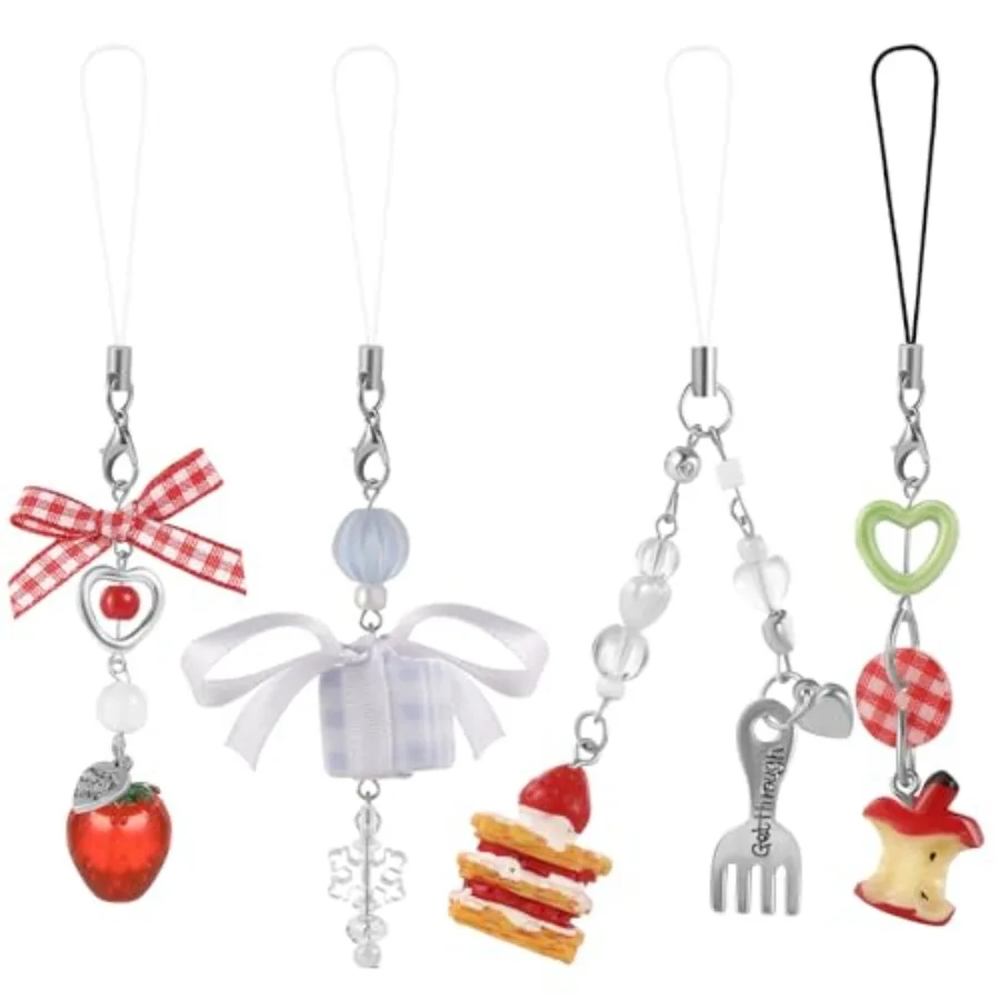 

VZZNN 4 PCS Cute Phone Charms Y2K Aesthetic Kawaii Pink Phone Charms Strap Aesthetic for Bag Purse Backpack Wallet Pendants Dec