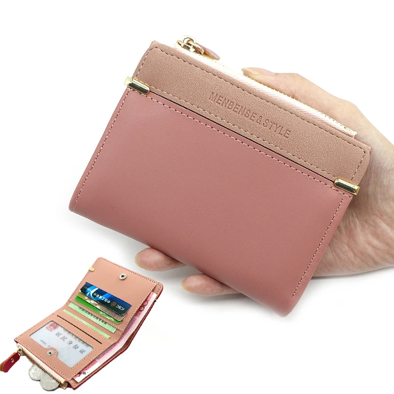 

Women's Wallet Female Coin Purse Wallets For Ladies Card Holder Fashion PU Zipper Hasp Mini Clutch Mini Short Compact Wallet