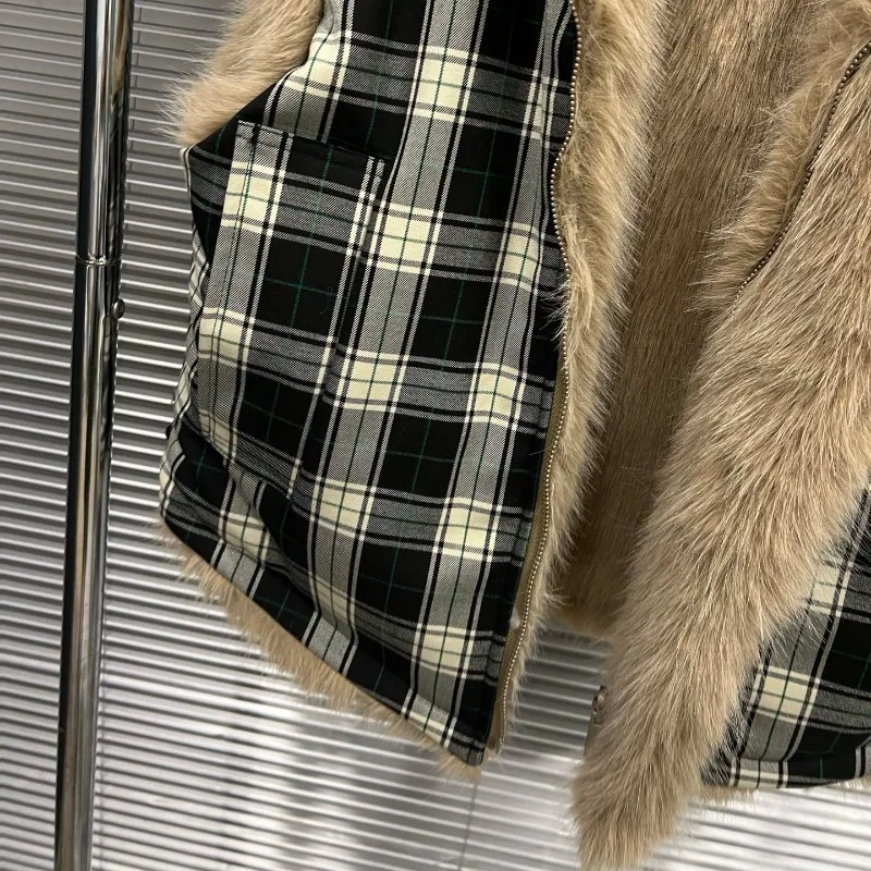التلبيب فو الفراء سترة اثنين الجانب ارتداء أكمام متقلب فروي الستر رقيق سستة الدافئة سميكة الفاخرة أفخم معاطف فو الثعلب عادية