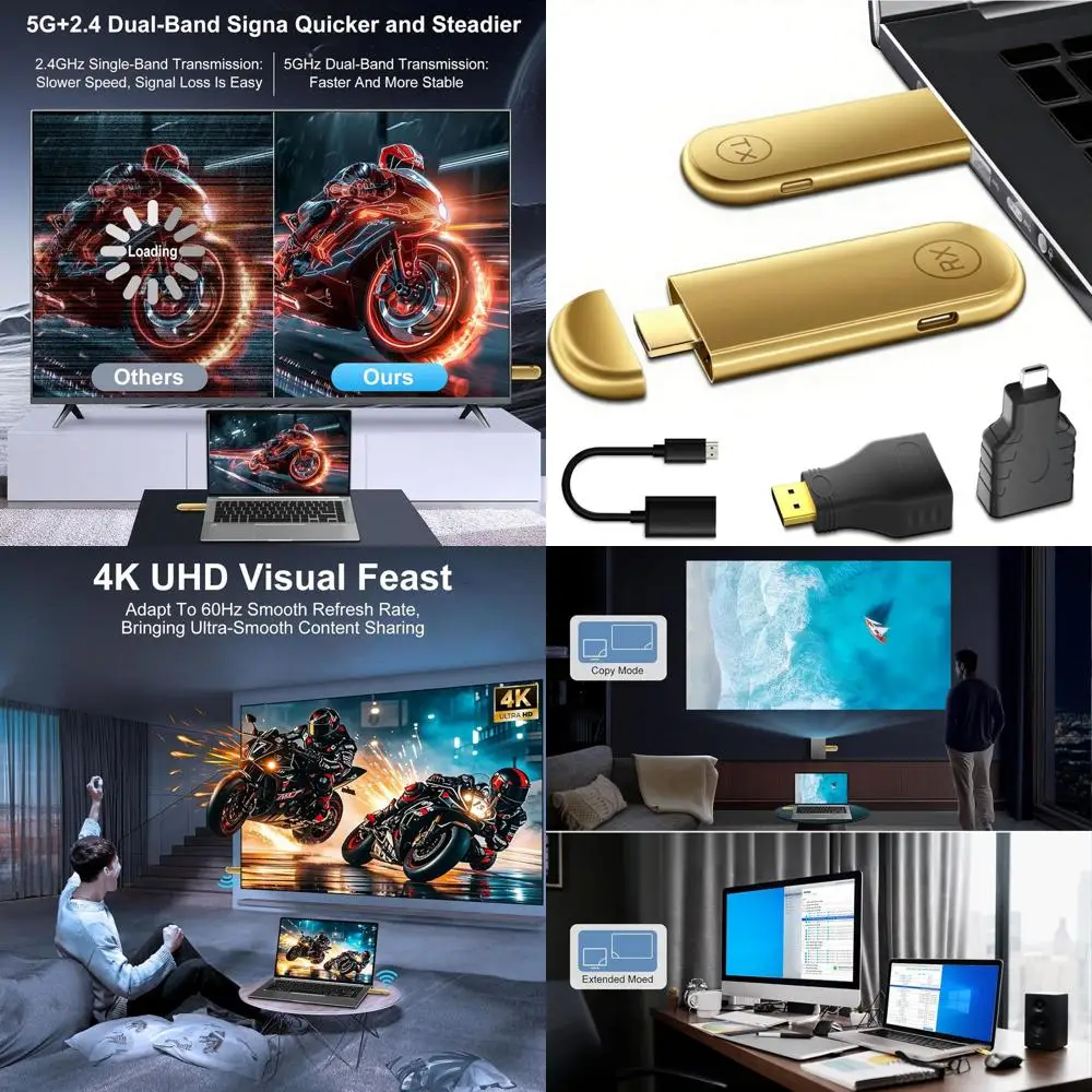 4K اللاسلكية HDMI الارسال والاستقبال التوصيل والتشغيل المحمولة 4K جهاز إرسال سمعي 100FT عرض محول 2.4G/5G اللاسلكية HDMI Ex