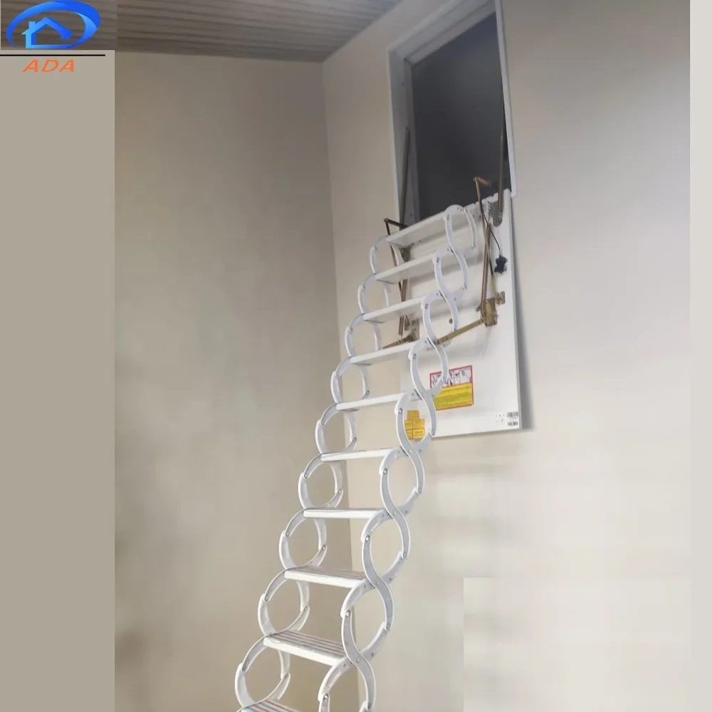 Aluminium Wall Mounted Vertical Pull Down Attic Access Folding Loft Ladder With Door