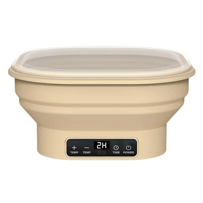 

ABZC-Heating Sourdough Kit Featuring 2L Electric Thermostatic Silicone Square Foldable Banneton Bread Proofing Basket