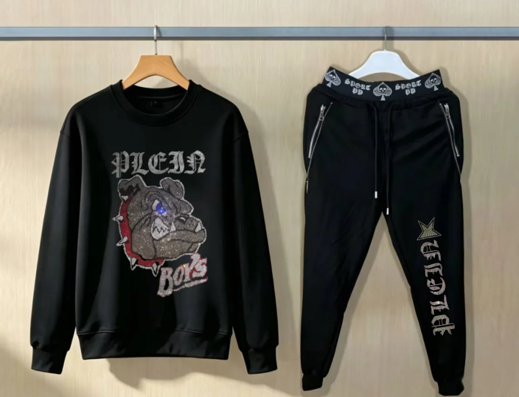 Fashion Luxury Oversize Fashion Suit hotfix rhinestone Hoodie Hip Hop Matching Outfit Men view 6