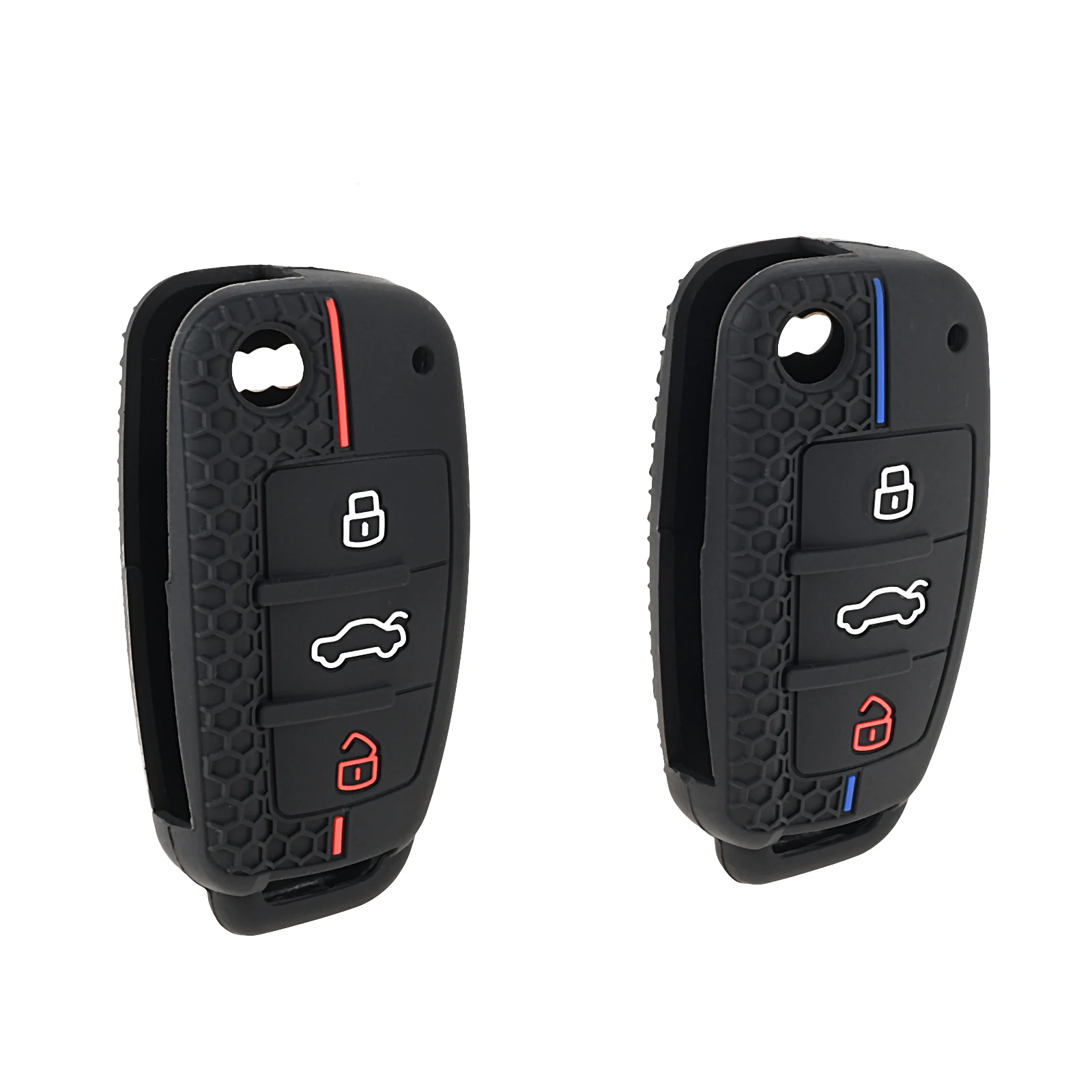 

1PC 3 Buttons Silicone Folding Remote Car Key Cases Cover for Audi A1 A3 A6 Q2 Q3 Q7 TT TTS R8 S3 S6 RS3 RS6 with Red/blue Line