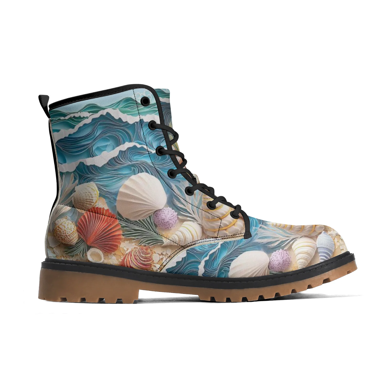 

Customizable beach shell pattern mid-calf boots, spring and autumn street casual fashion boots for men and women