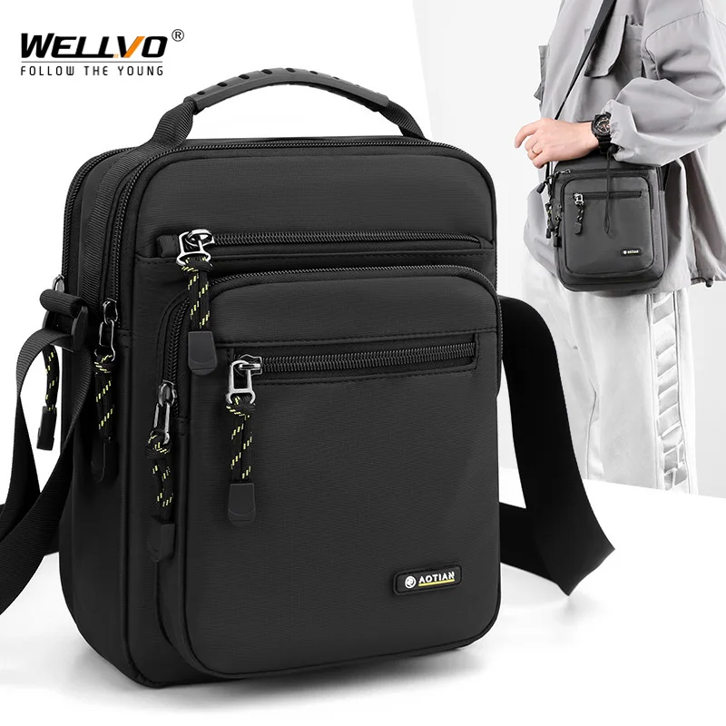 

2023 Men Casual Small Handbag Waterproof Nylon Crossbody Bags 12inch Men's Business Office Messenger Bag Shoulder Flap Bag XA33C