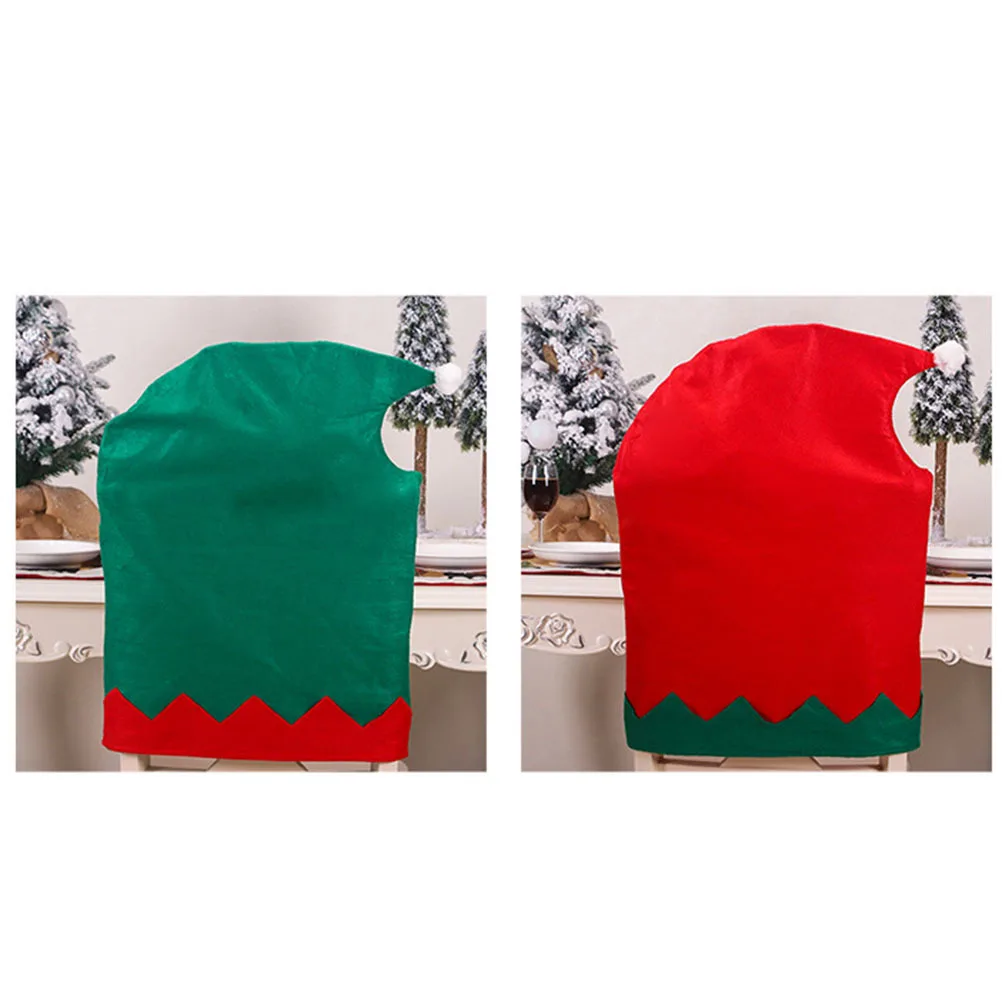 

4Pcs Christmas Chair Cover Green Red Seat Slipcover Wrinkle Resistant Protective for Dining Banquet Meeting Family