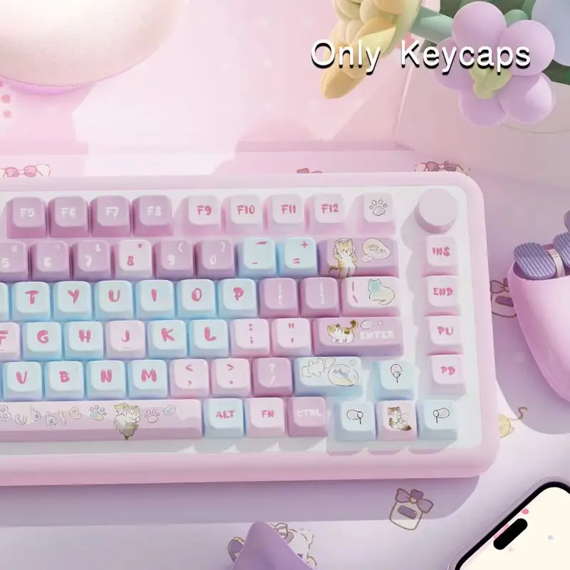 Neue Bubble Kitten Themed Tastenkappen 138/158 Tasten Mda Profil Pbt Thermosublimation Mechanische Tastatur Anime Spiel Cartoon Tastenkappen