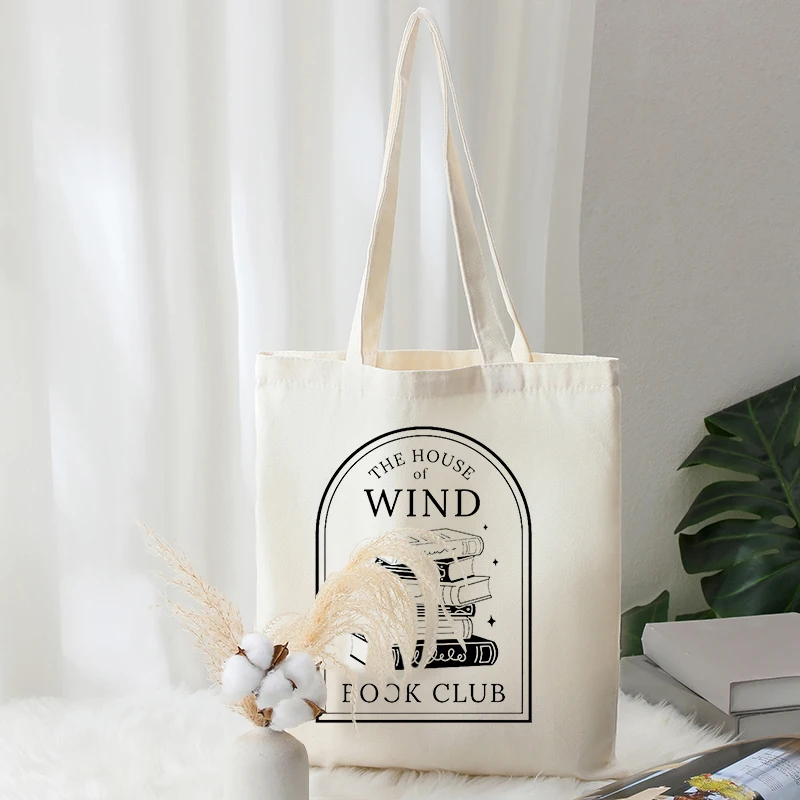 The House of Wind Book Club Pattern Tote Bags Canvas Shoulder Bag for Travel Daily Commute Women's Reusable Large Shopping Bag