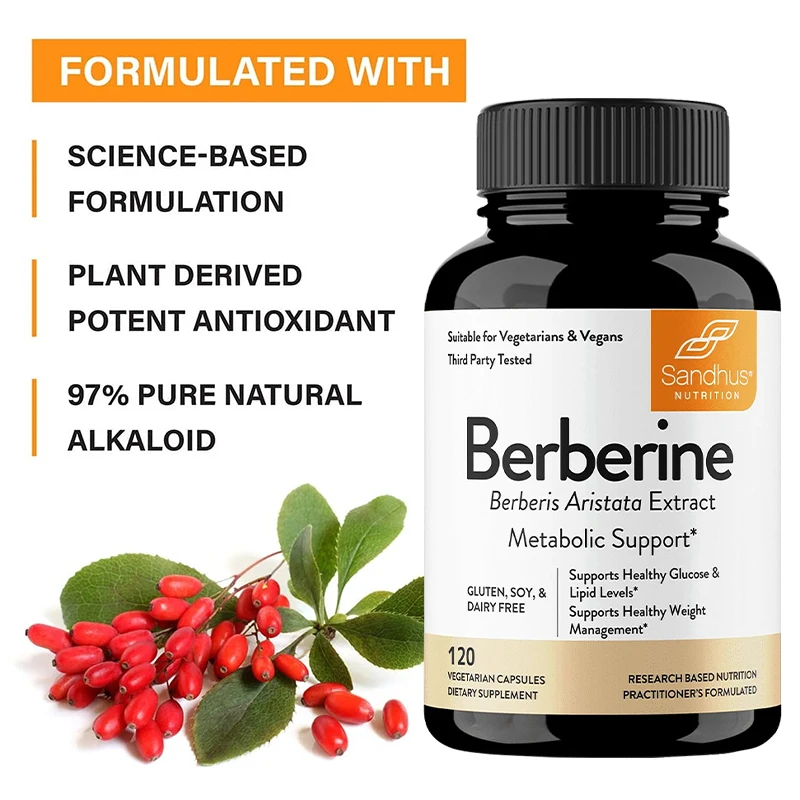 Berberine HCl 500 Mg Capsules, Supports Cholesterol Levels, Heart Health, Weight Management