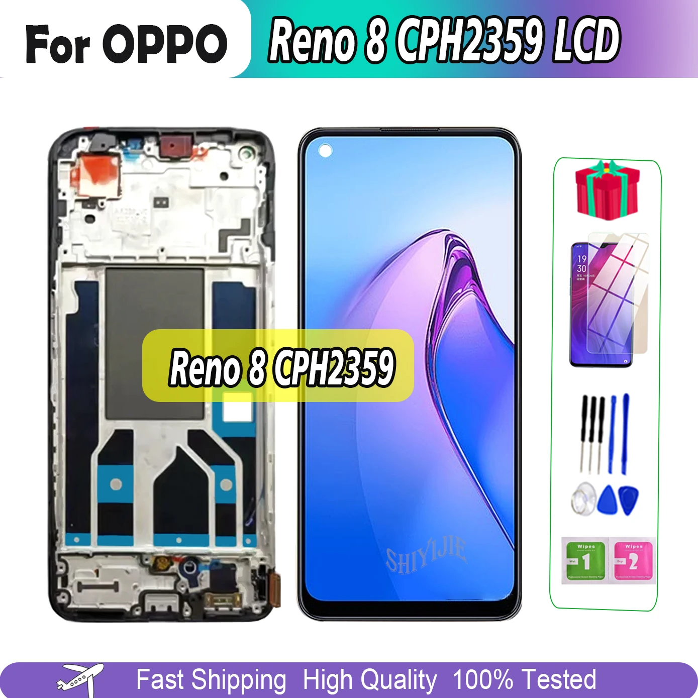 

NEW OLED For OPPO Reno8 CPH2359 LCD Display Touch Screen Panel For OPPO Reno 8 LCD Screen Replacement Digitizer Assembly tested