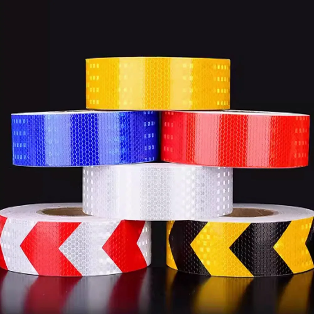 32.8ftx0.16ft Arrow Reflective Tape Car Sticker Safety Warning Mark Self Adhesive Tape