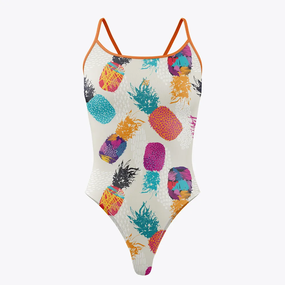 Hupi 2022 New One-piece Sexy Swimsuit Digital Print Bathing Suits Competition Swimwear Floral Female OpenWater Swimming Practice