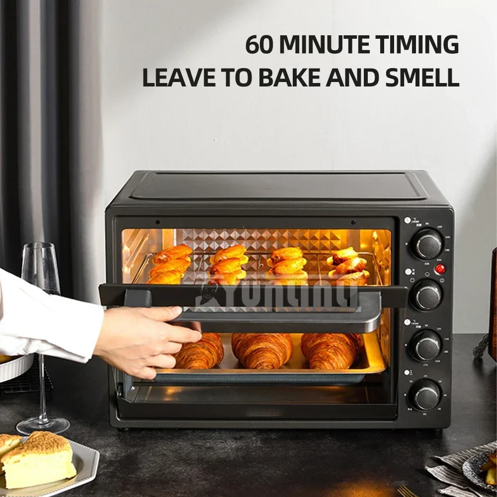 فرن كهربائي متعدد الوظائف ، سعة كبيرة ، آلة الإفطار المنزلية ، أربعة طبقات ، 40 لتر