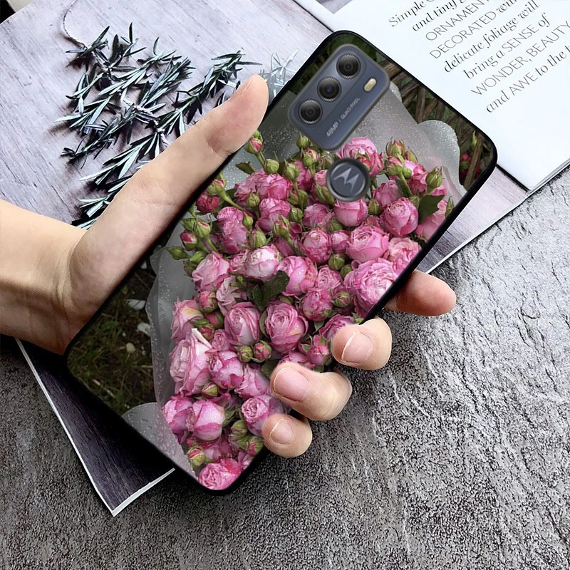 Pink Peony Rose Flower Phone Case ForMoto Edge 50 40 Pro Edge 40 30 Ultra Neo Fusion G Power G Stylus G Play E32 E20 E40