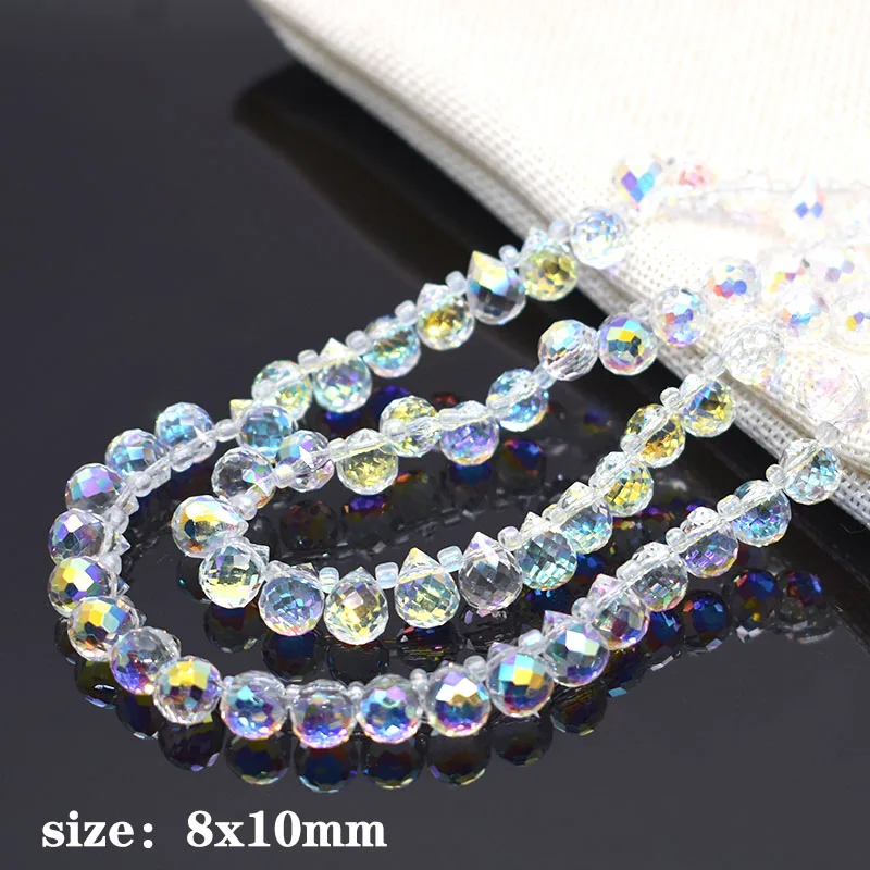 Mixed-Color Crystal Strawberry Beads Cross Hole 8X10mm Faceted Crystal Glass Beads Loose Spacer Beads for Jewelry Making DIY