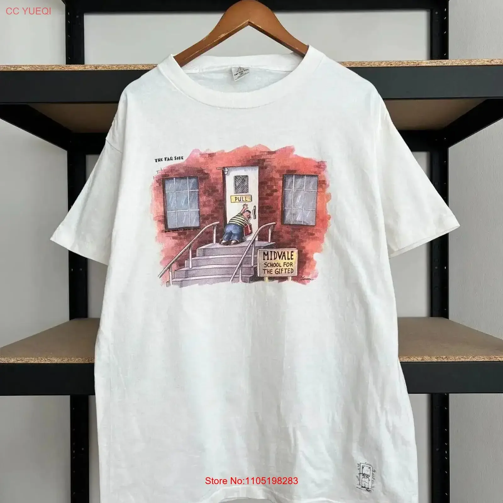 

Винтажная белая футболка The Far Side Midvale School of ed 1980 года, размер XL, винтажная стираная уличная одежда, удобная повседневная одежда