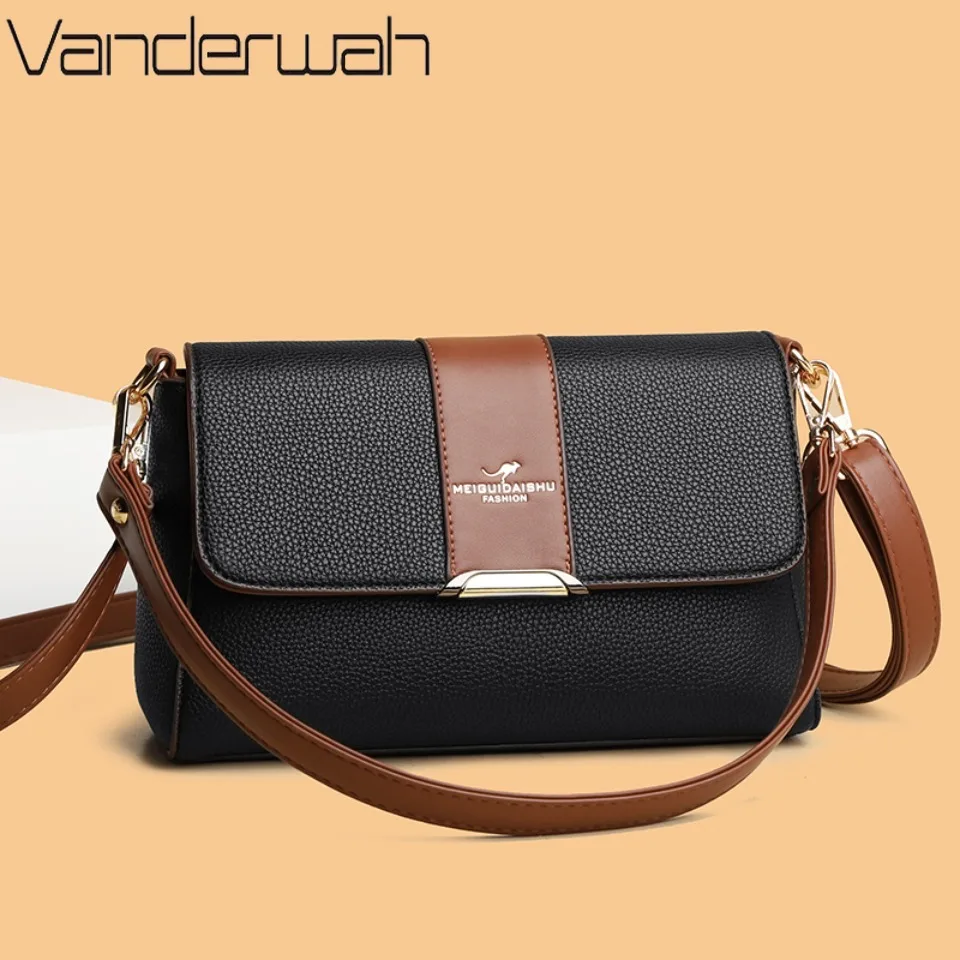 Luxury Women Color Block PU Leather Crossbody Bag Flap Shoulder Bag Two Straps Adjustable Casual Messenger Purse Daily Use